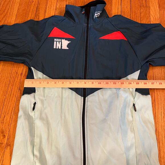 Podium Wear Jacket Adult XS Zip Performance Green Gray Running Coat - Picture 4 of 7